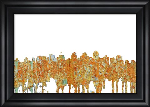 Framed San Diego California Skyline - Rust Print