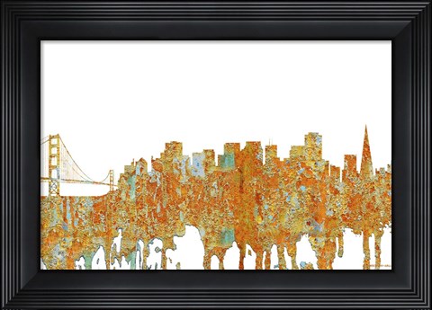 Framed San Francisco California Skyline - Rust Print