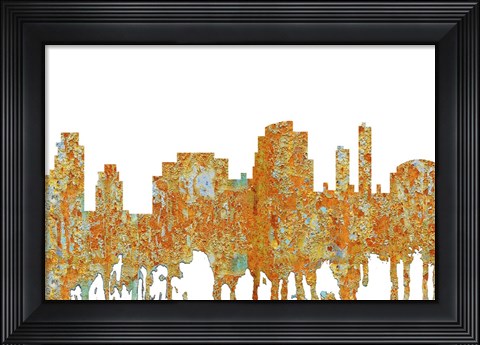 Framed Tempe Arizona Skyline - Rust Print