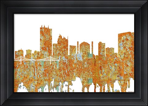 Framed Toledo Skyline - Rust Print