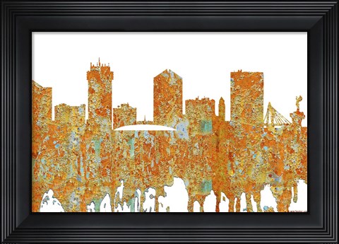 Framed Wichita Kansas  Skyline 2 - Rust Print