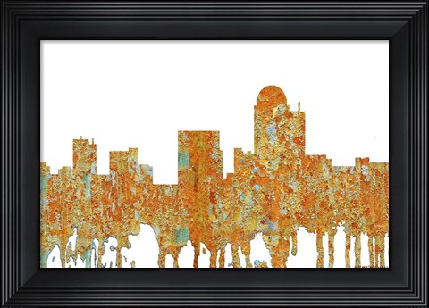 Framed Winston-Salem North Carolina Skyline - Rust Print