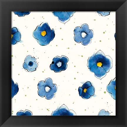 Framed Independent Blooms Blue Pattern V Crop Print