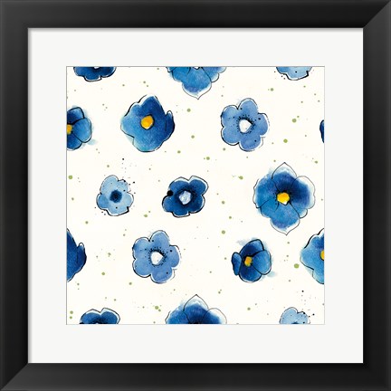 Framed Independent Blooms Blue Pattern V Crop Print