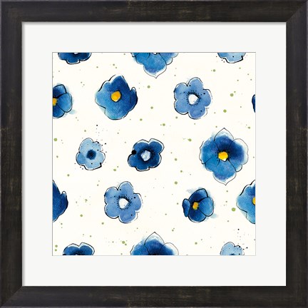 Framed Independent Blooms Blue Pattern V Crop Print