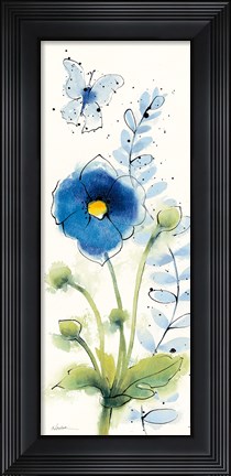 Framed Independent Blooms Blue V Print