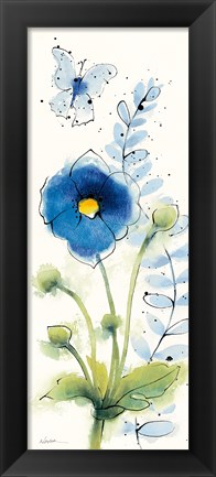 Framed Independent Blooms Blue V Print