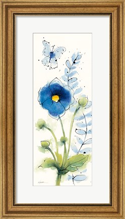 Framed Independent Blooms Blue V Print