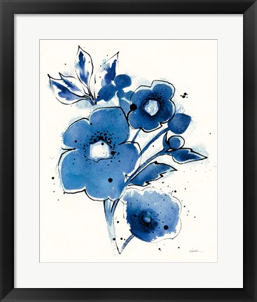 Framed Independent Blooms Blue III Print