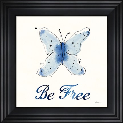 Framed Independent Blooms Blue VII Print