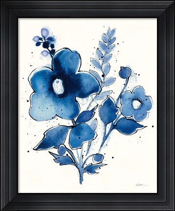 Framed Independent Blooms Blue IV Print