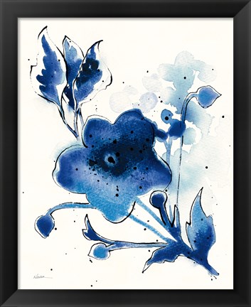 Framed Independent Blooms Blue II Print