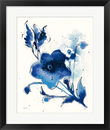 Framed Independent Blooms Blue II Print