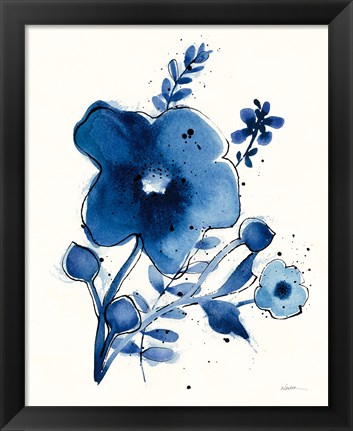 Framed Independent Blooms Blue I Print