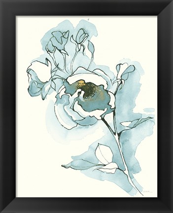 Framed Carols  Roses IV Cerulean Print