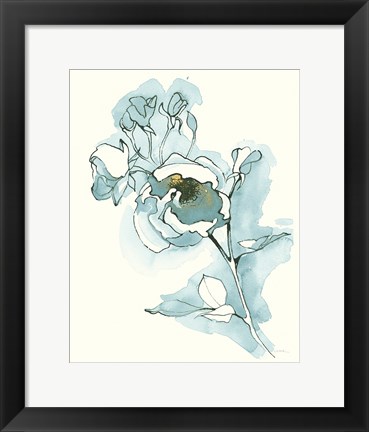 Framed Carols  Roses IV Cerulean Print