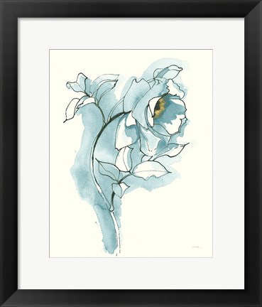 Framed Carols Roses III Cerulean Print