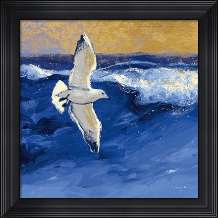 Framed Seagulls with Gold Sky II Print