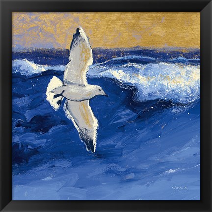 Framed Seagulls with Gold Sky II Print