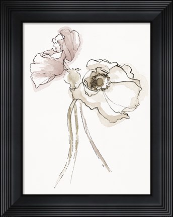 Framed Three Somniferums Poppies Neutral II Print