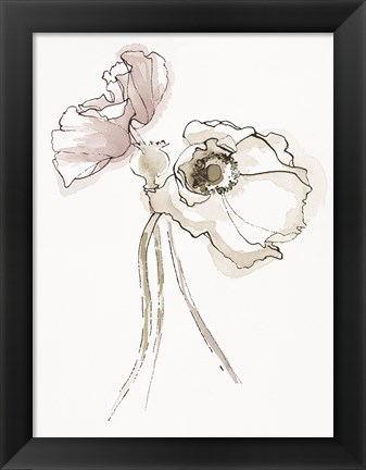 Framed Three Somniferums Poppies Neutral II Print