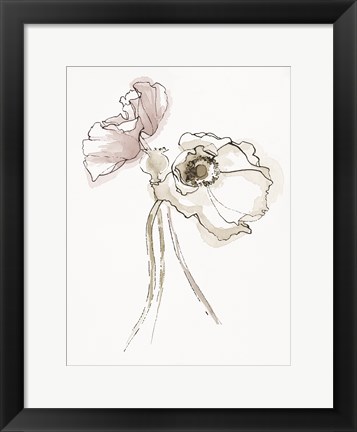 Framed Three Somniferums Poppies Neutral II Print