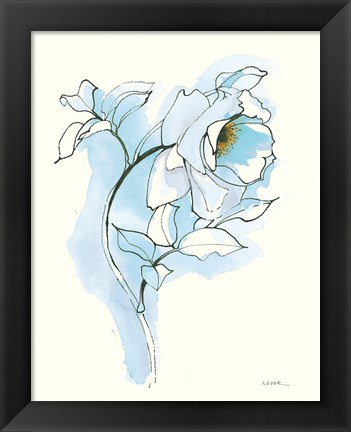 Framed Carols Roses III Blue Print