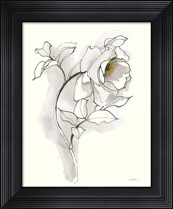 Framed Carols Roses III Soft Gray Print