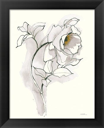 Framed Carols Roses III Soft Gray Print