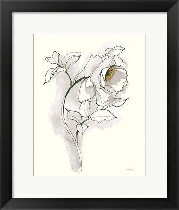 Framed Carols Roses III Soft Gray Print