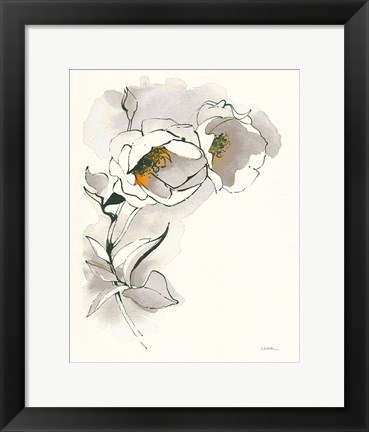 Framed Carols Roses II Taupe Print