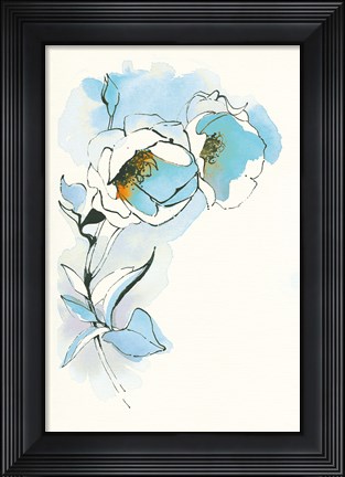 Framed Carols Roses II Blue Print