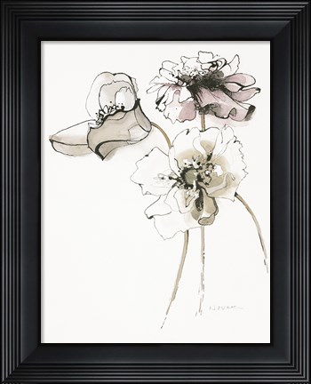 Framed Three Somniferums Poppies Neutral Print