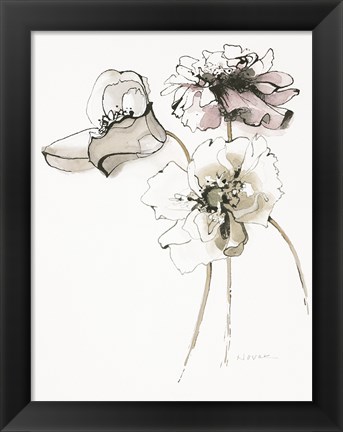 Framed Three Somniferums Poppies Neutral Print