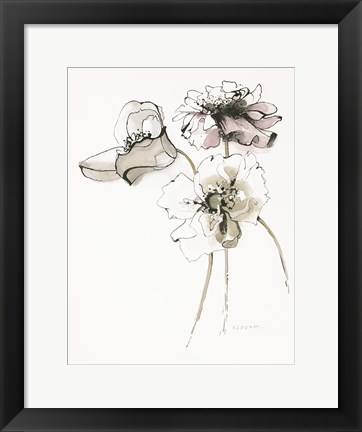 Framed Three Somniferums Poppies Neutral Print