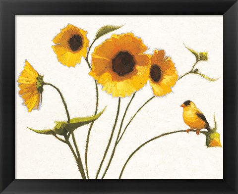 Framed Sunny Flowers on White Print