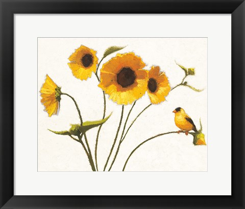 Framed Sunny Flowers on White Print