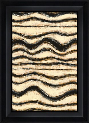 Framed Black and Gold Geometric I Print