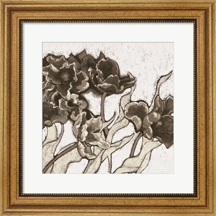 Framed Ruffled Tulips Neutral Print