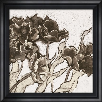 Framed Ruffled Tulips Neutral Print