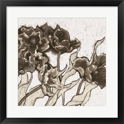 Framed Ruffled Tulips Neutral Print