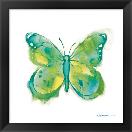 Framed Birdsong Garden Butterfly II on White Print