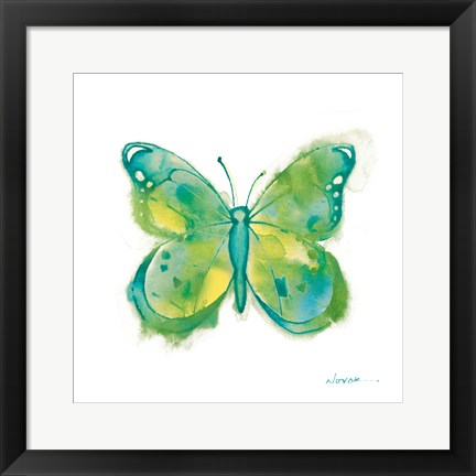 Framed Birdsong Garden Butterfly II on White Print