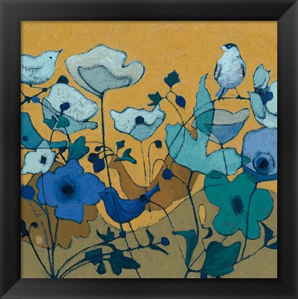 Framed Birdy Birdy Royal Blue Print