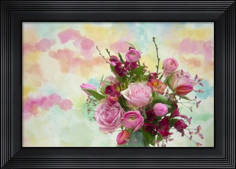 Framed Bouquet and Watercolors Print