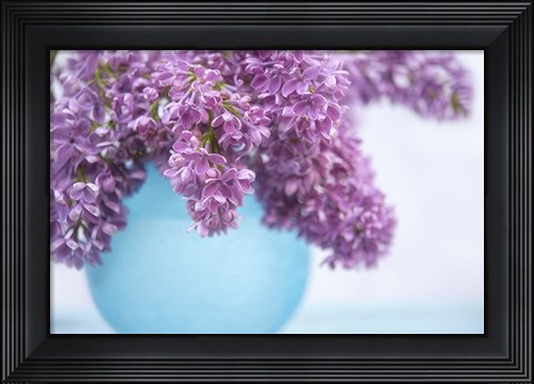 Framed Lilacs in Blue Vase III Print