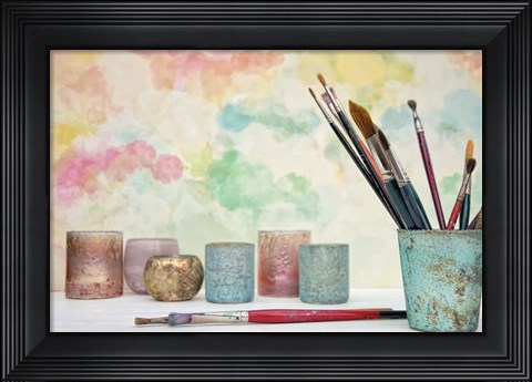 Framed Paint Brushes Still Life Print