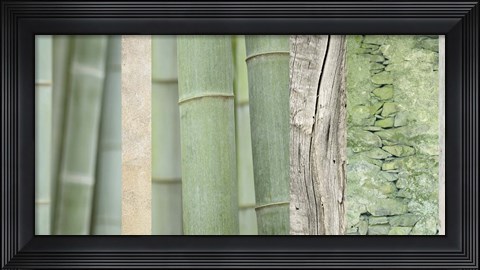 Framed Green Bamboo Collage Print