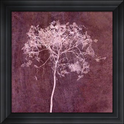 Framed Hortensia Silhouette Wine Red Print