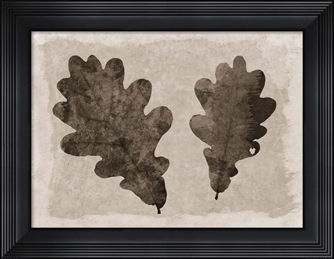 Framed Sepia Oak Leaves Print